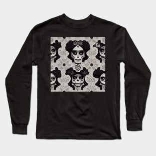 Variation of Catrina La Calavera Pattern Long Sleeve T-Shirt